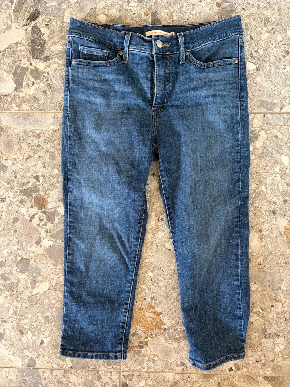 Levi's Dark Blue Straight Leg Jeans Capri